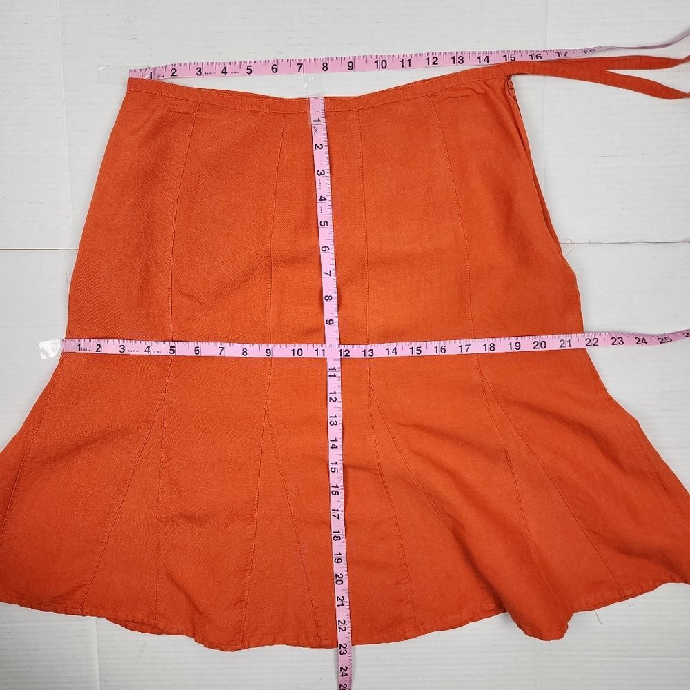 Sherry Taylor Orange Ramie Rayon A-Line Mini Skirt Size M Coastal Summer - Picture 9 of 11